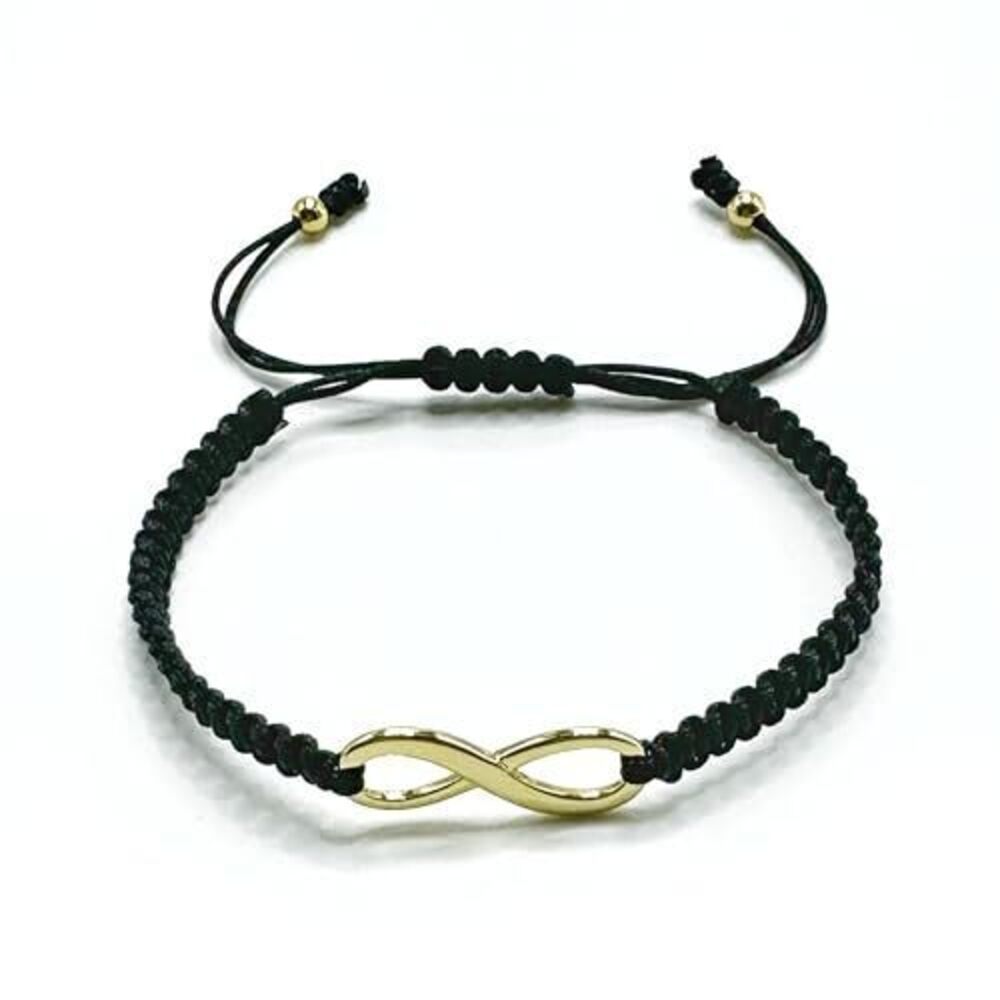 4680 Handmade Infinity Symbol Macrame Bracelet – Adjustable Black Cord